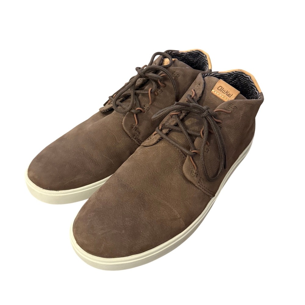 OluKai Nana Hele Boots Mens 11.5 Leather Brown Chukka Casual Minimalist Cabin